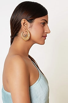 Gold Finish Swarovski Hoop Earrings