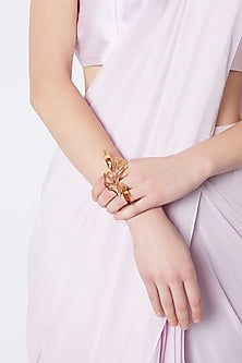 Gold Finish Swarovski Ring