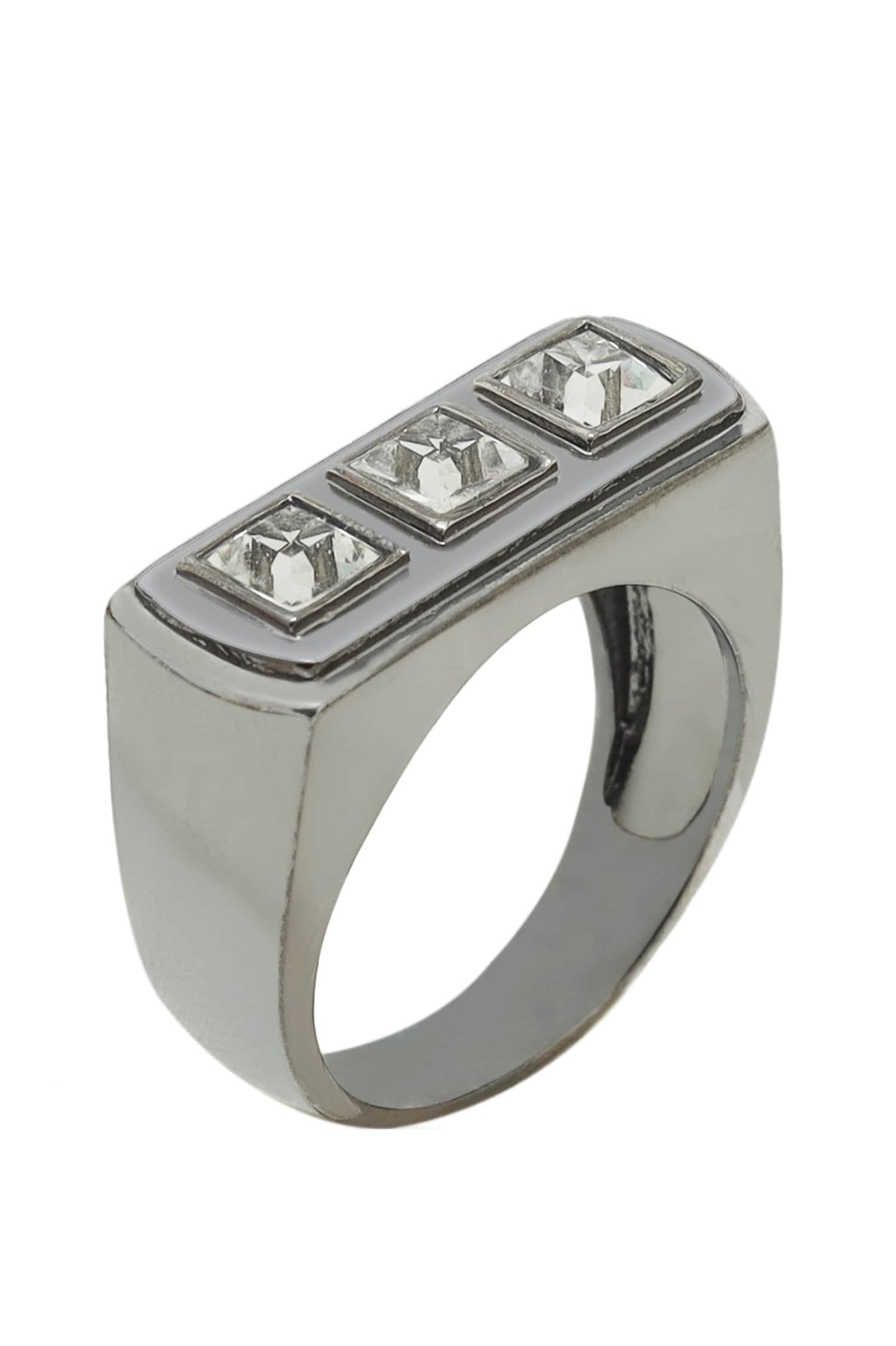 Stone Embellished Geometric Ring 