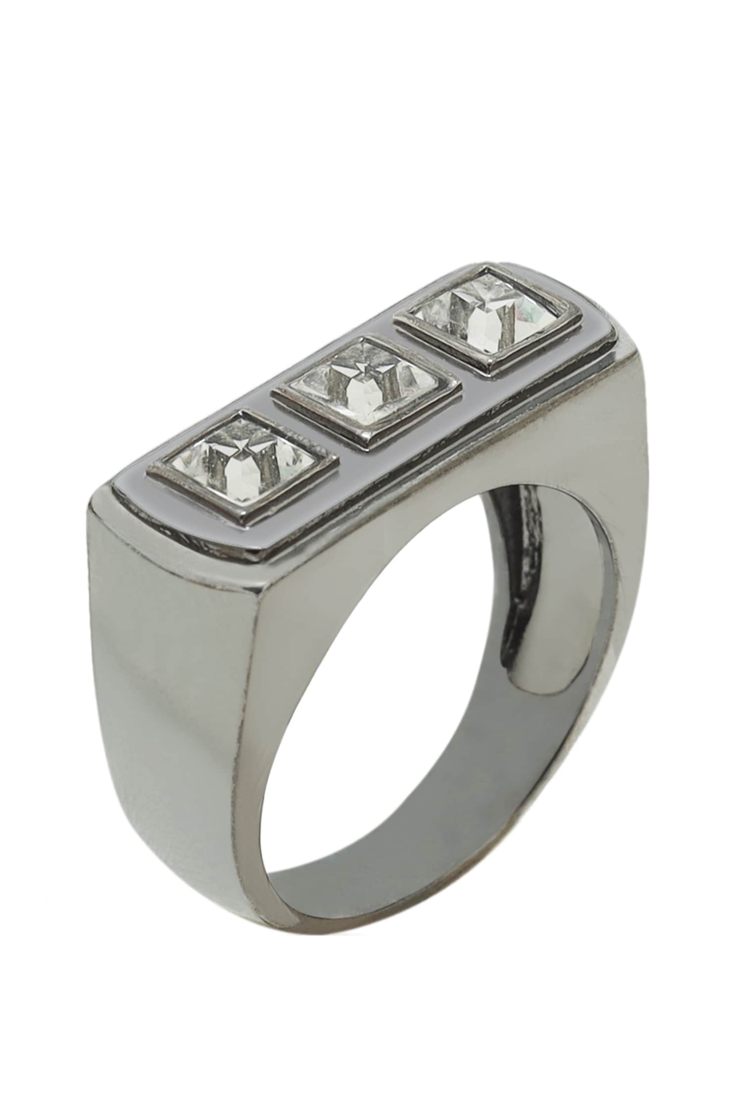 Stone Embellished Geometric Ring 