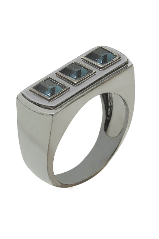 Stone Encrusted Geometric Ring 