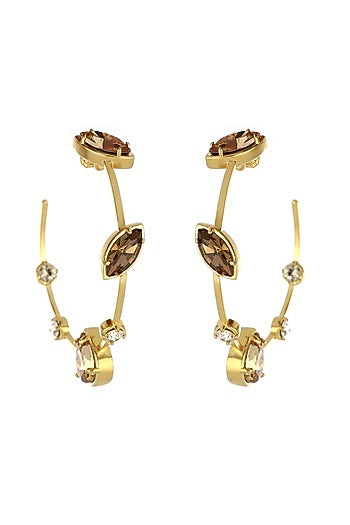 Gold Plated Swarovski & Topaz Stone Hoop Earrings