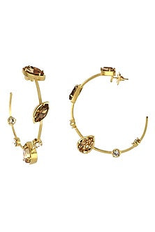 Gold Plated Swarovski & Topaz Stone Hoop Earrings