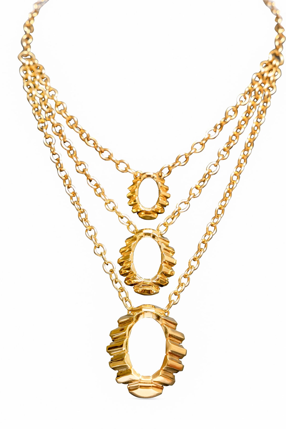 Gold Plated Layered Pendant Necklace