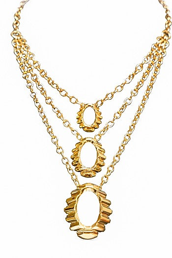 Gold Plated Layered Pendant Necklace