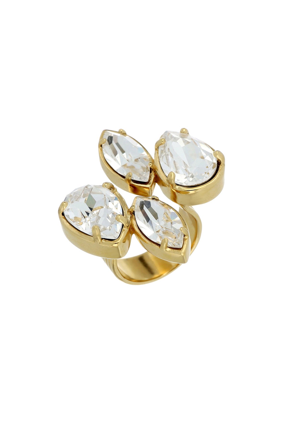 Matte Gold Plated Swarovski Crystal Ring