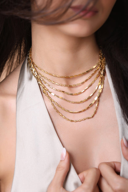 Gold Plated Brass Layered Necklace