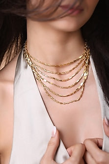 Gold Plated Brass Layered Necklace