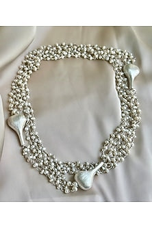 White Finish Freshwater Pearl Long Necklace In Sterling Silver