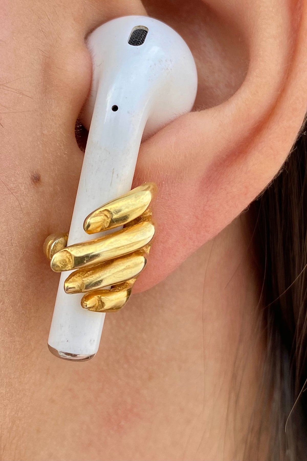 Gold Finish Handcrafted Stud Earrings In Sterling Silver