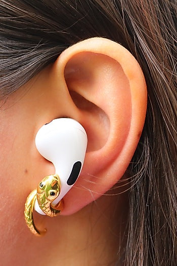 Gold Finish Handcrafted Snake Stud Earrings In Sterling Silver