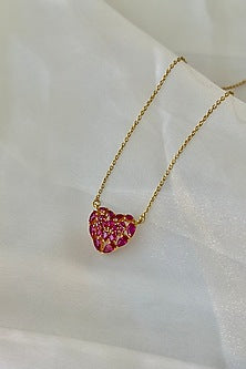 Gold Plated Pink Tourmaline Stone Necklace In Sterling Silver