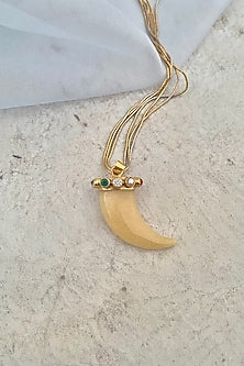 Gold Finish Navratna Pendant Necklace In Sterling Silver