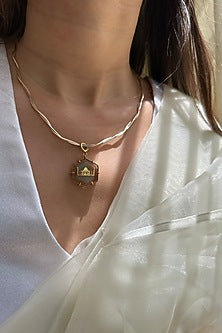 Gold Finish Smoky Quartz Necklace In Sterling Silver
