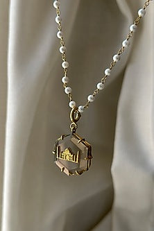 Gold Finish Smoky Quartz Necklace In Sterling Silver