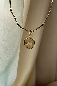 Gold Finish Smoky Quartz Necklace In Sterling Silver