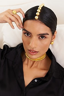 Gold Finish Brass Contemporary Maangtikka