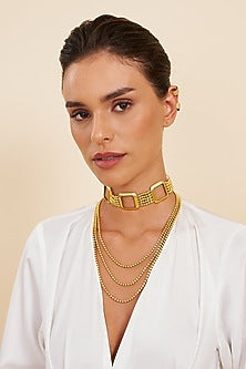 Gold Plated Contemporary Choker Necklace