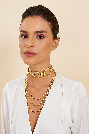 Gold Plated Contemporary Choker Necklace