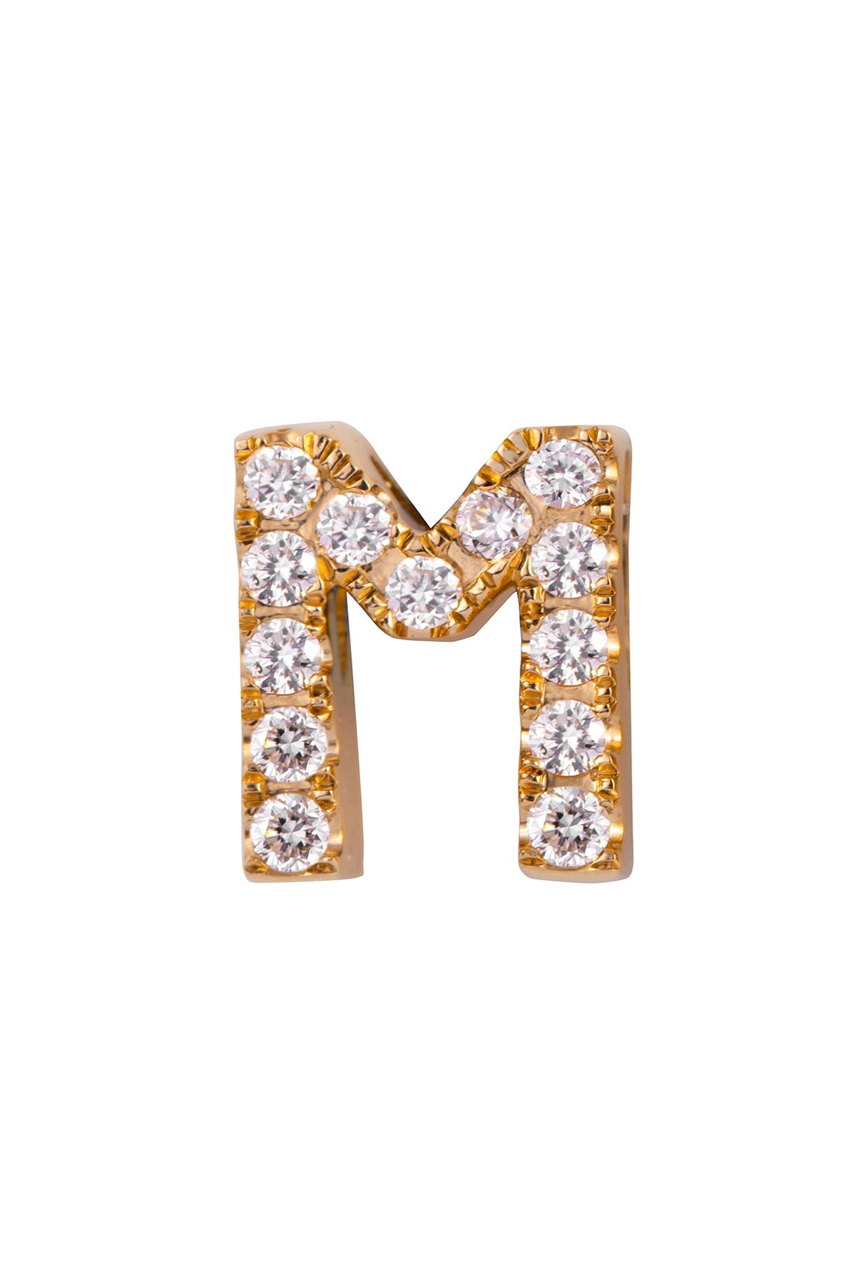18kt Rose Gold Finish Round Diamond M Pendant