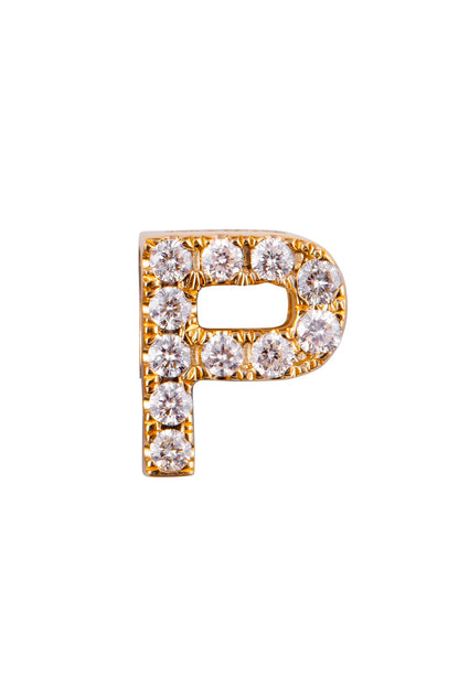 18kt Rose Gold Finish Round Diamond P Pendant