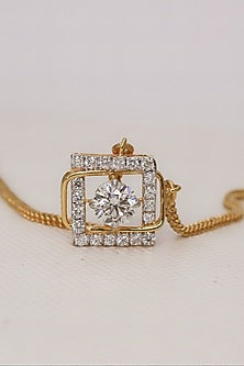 18kt Yellow Gold Lab Grown EF Diamond & Moissanite Pendant