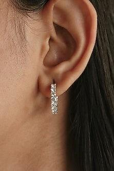 14kt White Gold Lab Grown EF Diamond Hoop Earrings