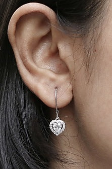 14kt White Gold Lab Grown EF Diamond Dangler Earrings