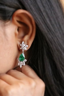 14kt White Gold Lab Grown EF Diamond Dangler Earrings