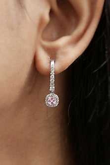 14kt White Gold Lab Grown EF Diamond Dangler Earrings
