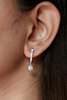 14kt White Gold Lab Grown EF Diamond Dangler Earrings