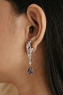 14kt White Gold Lab Grown EF Diamond Dangler Earrings