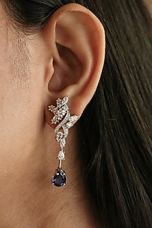 14kt White Gold Lab Grown EF Diamond Dangler Earrings