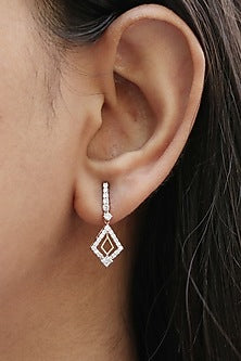 14kt Yellow Gold Lab Grown EF Diamond Dangler Earrings