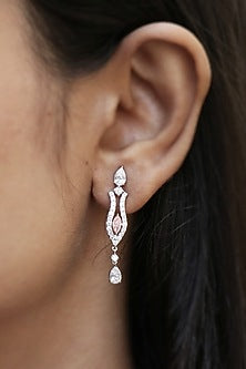 14kt White Gold Lab Grown EF Diamond Dangler Earrings