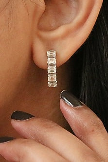 14kt White Gold Lab Grown IJ Diamond Hoop Earrings
