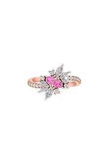 14Kt Rose Gold Ring With Mystic Lab Grown Diamonds