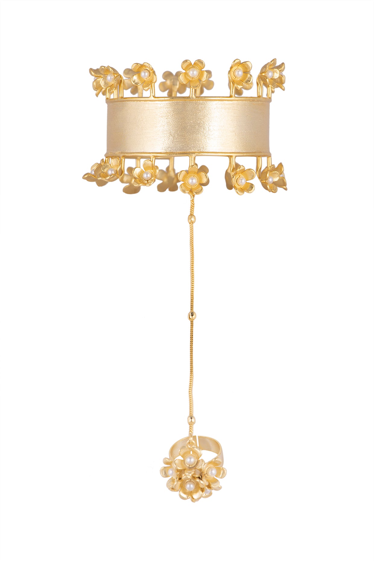 Gold Plated Handcrafted Floral Hathphool