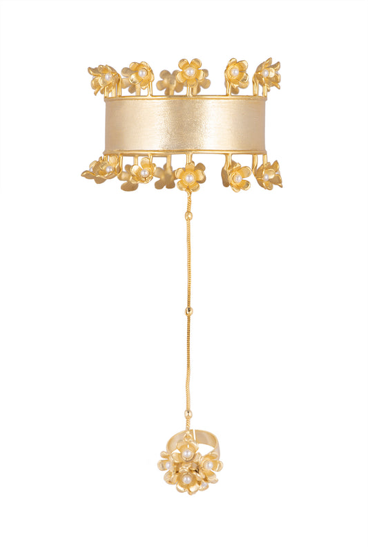 Gold Plated Handcrafted Floral Hathphool