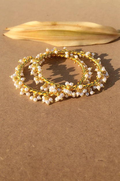 Gold Plated Handcrafted Pearl Bangles