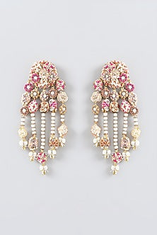 Resham & Moti Hand Embroidered Dangler Earrings