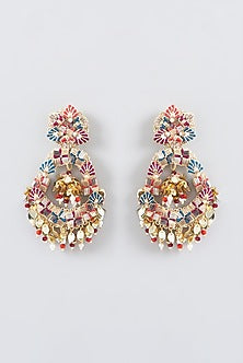 Resham & Dabka Hand Embroidered Dangler Earrings