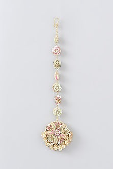 Moti & Dabka Hand Embroidered Maang Tikka