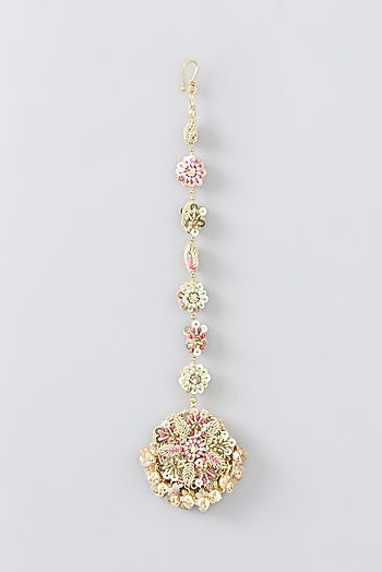 Moti & Dabka Hand Embroidered Maang Tikka
