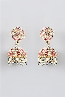 Resham & Moti Hand Embroidered Dangler Earrings