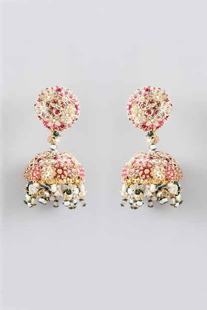 Resham & Moti Hand Embroidered Dangler Earrings