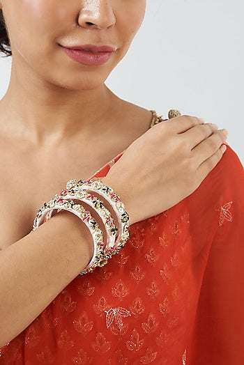 Hand Embroidered Bangles (Set Of 3)