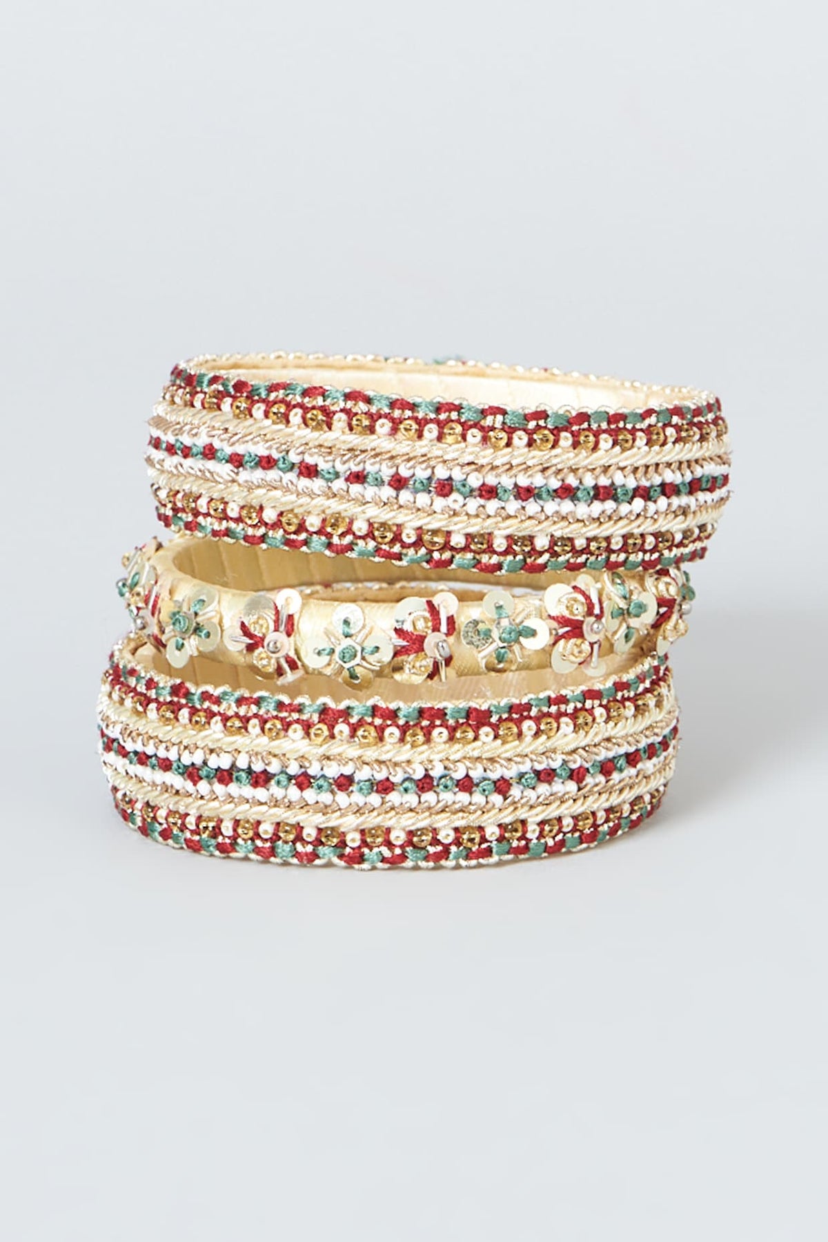 Bangles With Hand Embroidery (Set Of 3)