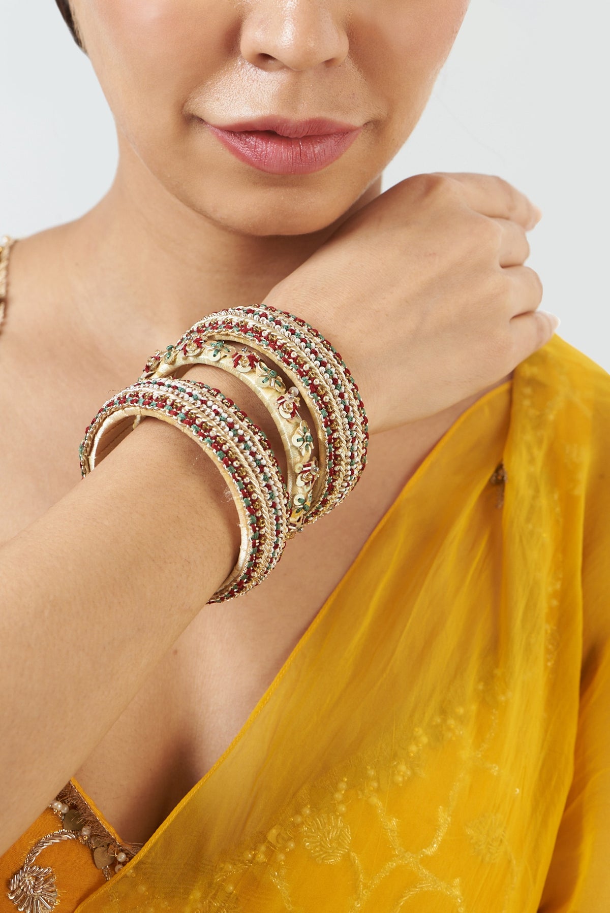 Bangles With Hand Embroidery (Set Of 3)