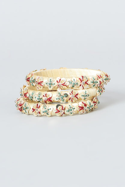 Resham Embroidered Bangles (Set Of 3)